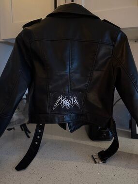 Vegan Leather Biker Jacket with Morbid Patch